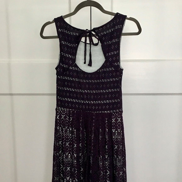Anthropologie Crochet Dress XS Navy Mint - Picture 3 of 8